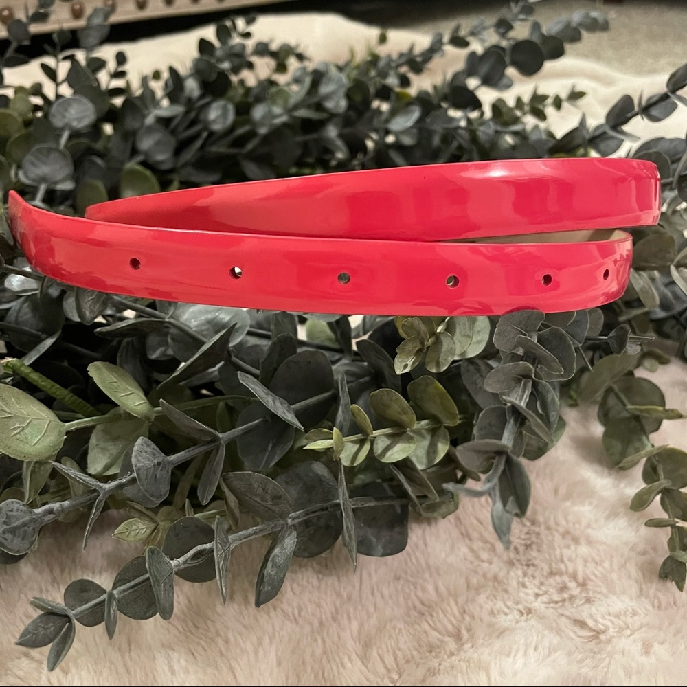 J. Crew Coral Pink Skinny Leather Belt Sz. S